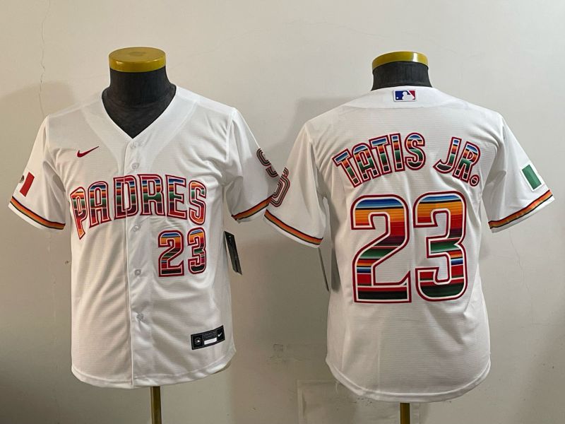 Youth 2026 San Diego Padres #23 Tatis jr White Game Nike MLB Jersey style 01->youth mlb jersey->Youth Jersey